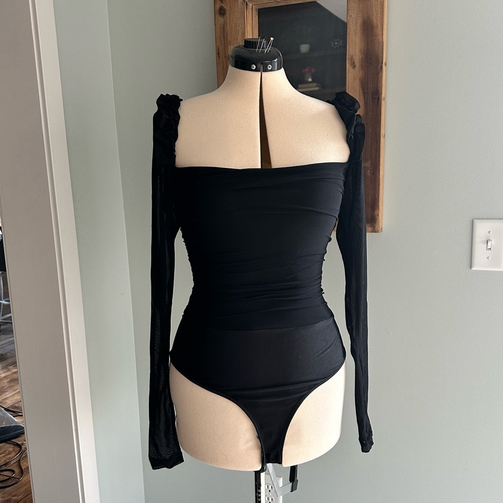 Parisian Black Ruched Body Suit